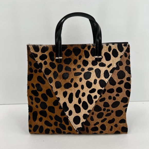 CLARE V Bag Womens Black Brown Petite Simple Tote Leopard Patchwork NWT - Picture 3 of 13
